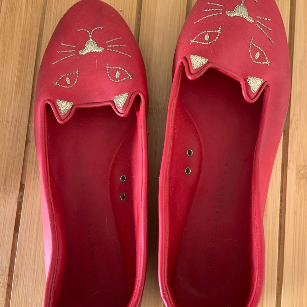 Charlotte Olympia kitty shoes red size 5